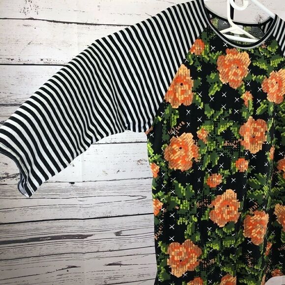 LuLaRoe Randy Plus Size 2X Orange Tan Green Roses - Picture 11 of 15